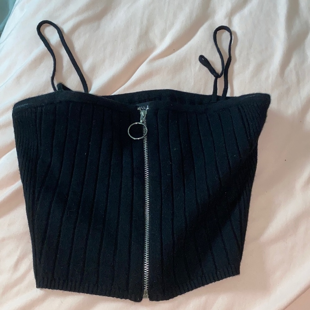 Kendall & kylie black tank top with zipper